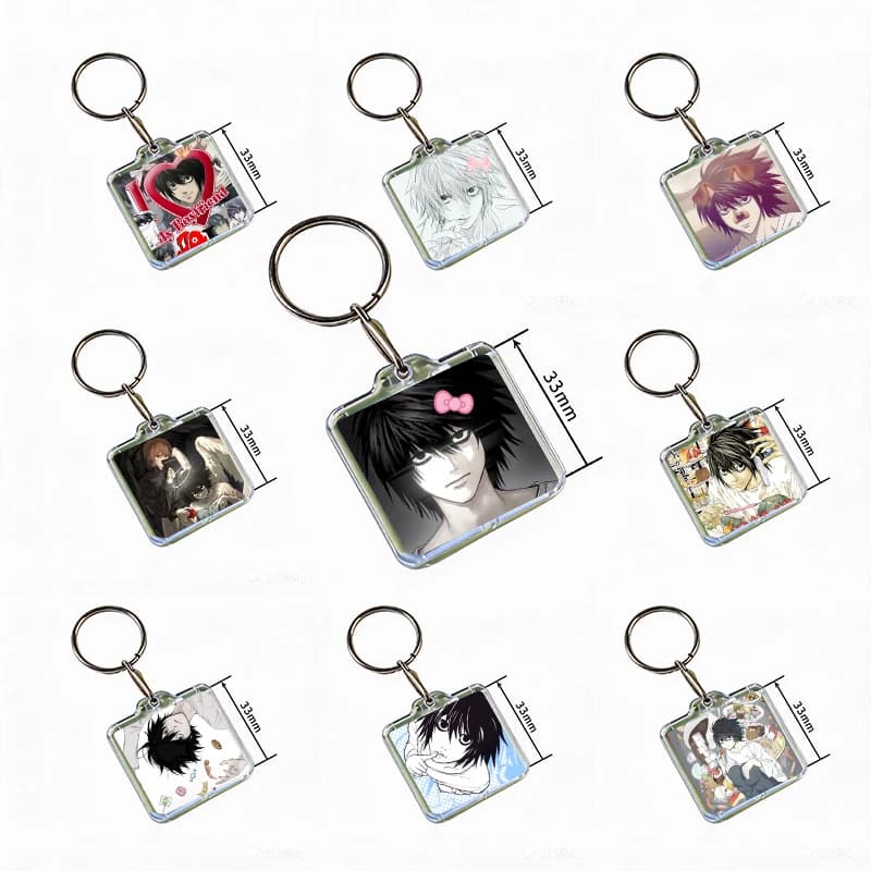 58mm 1PC Anime Cartoon Character L-L Lawliet  Acrylic Keychain Handmade Hanging Ornaments for Clothes Backpack Decoration
