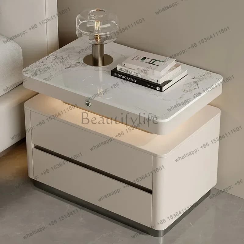 Nightstands Storage Locker Light Luxury Bedroom Smart LED Light Storage Cabinet Bedside Table Bedroom Furniture Bedside Tables