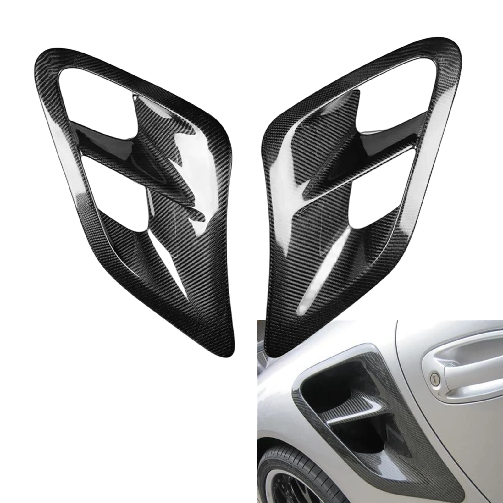 For Porsche 911 997 Turbo 2004-2012 Carbon Fiber Rear Side Fender Air Vent Outlet Frame Trim Cover