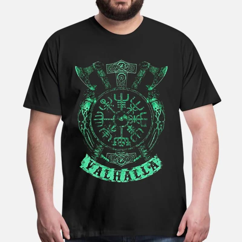 Valhalla Viking Compass Gift T-Shirt 0415 Viking Runes Norse Myths Graphic clothes 100% cotton printed Tee  All size tops S-6XL
