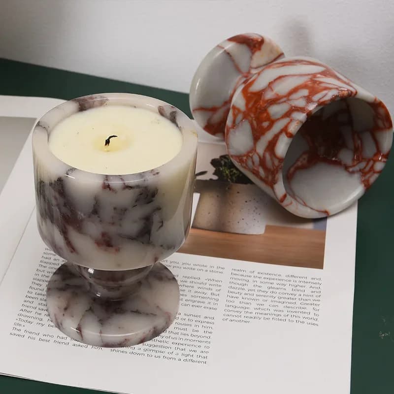 Natural Bulgari Marble Aromatherapy Cup Modern Nordic Stone Candle Ornaments For Living Rooms Home Decor