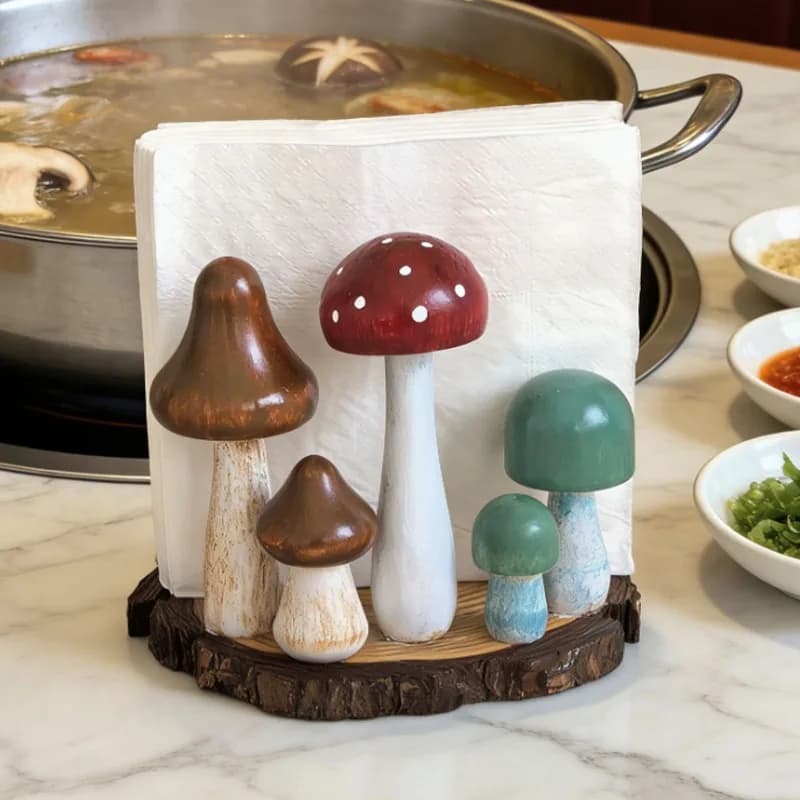 Creative Mushroom Modeling Tissue Holder Wooden Napkin Storage Rack Decorative Ornament Desk Decoration Декор Для Дома 휴지걸이