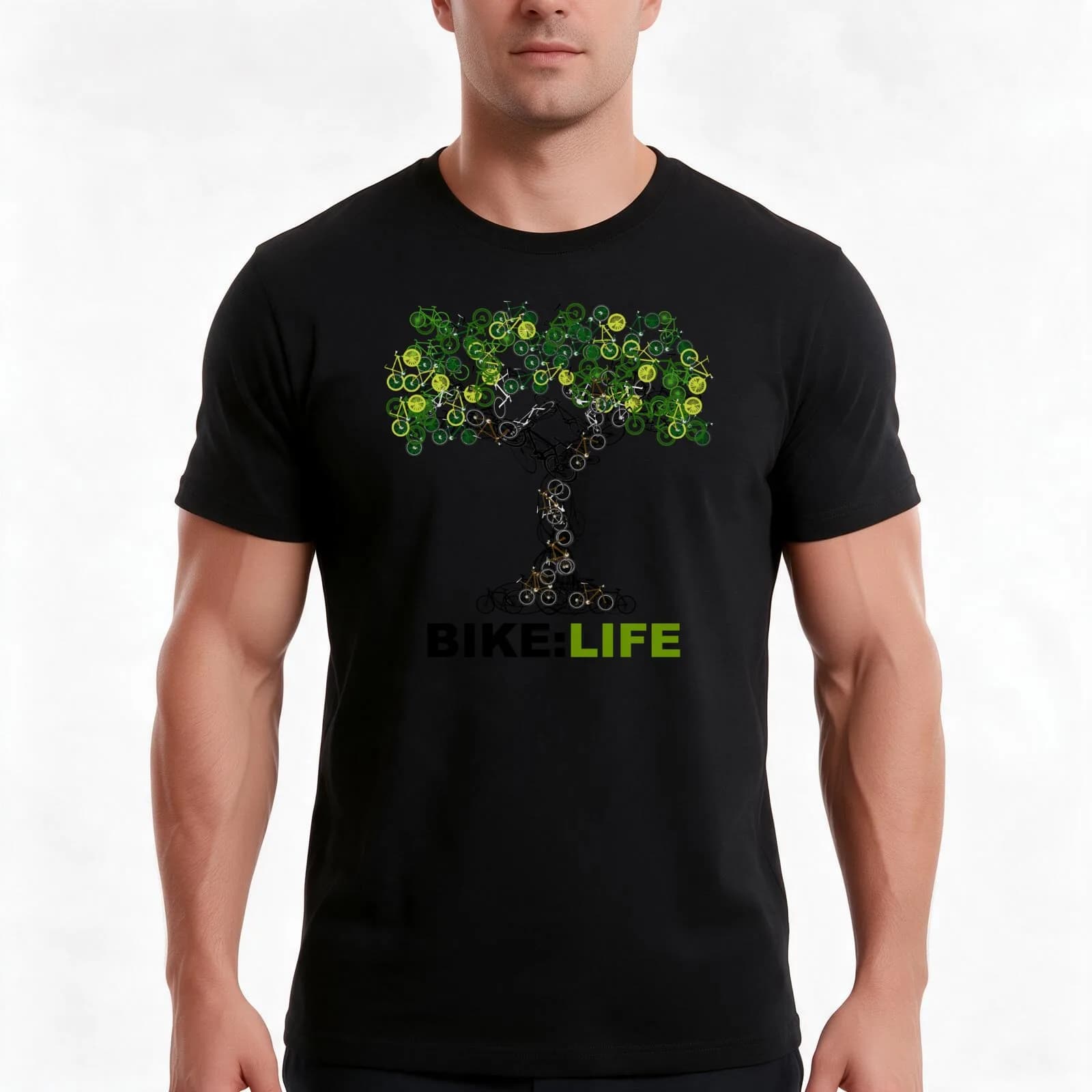 BIKE:LIFE tree T-Shirt, Summer Casual Cotton Tee, Oversized Streetwear Tops, Vintage Graphic Print, Loose Fit Short Sleeve