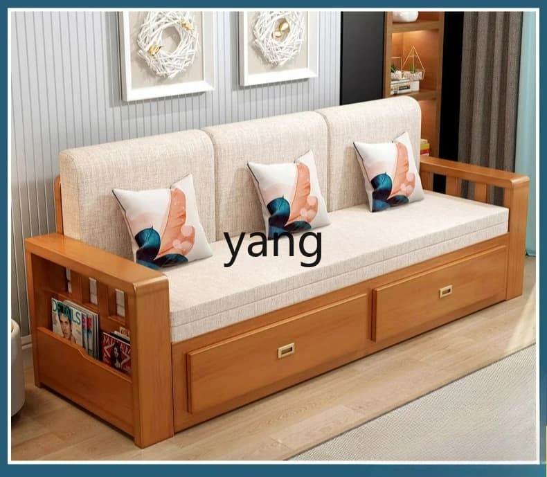 LTT solid wood sofa bed folding dual-purpose storage retractable sitting and sleeping multi-functional living room sofa bed