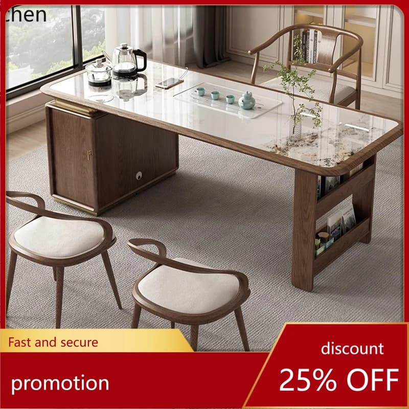 HXL Solid Wood Tea Table and Chair Set Office Bubble Rock Board Kung Fu Tea Table