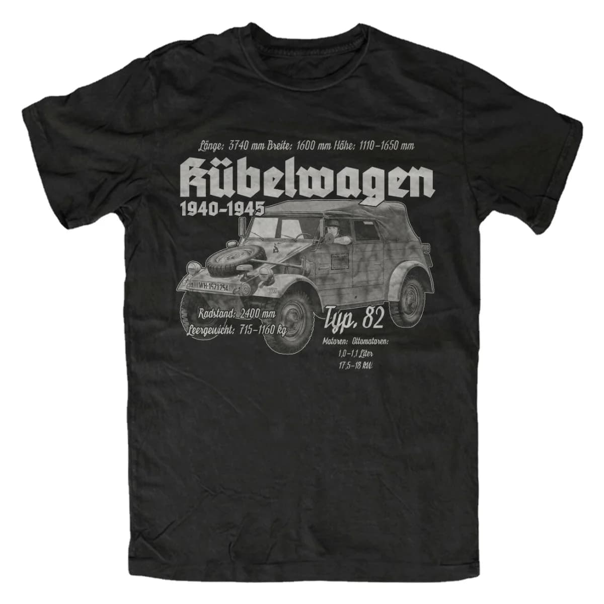 Vintage Type 82 Bucket/Tub Car Bundeswehr Military Vehicle T-Shirt. Summer Cotton Short Sleeve O-Neck Mens T Shirt New S-3XL