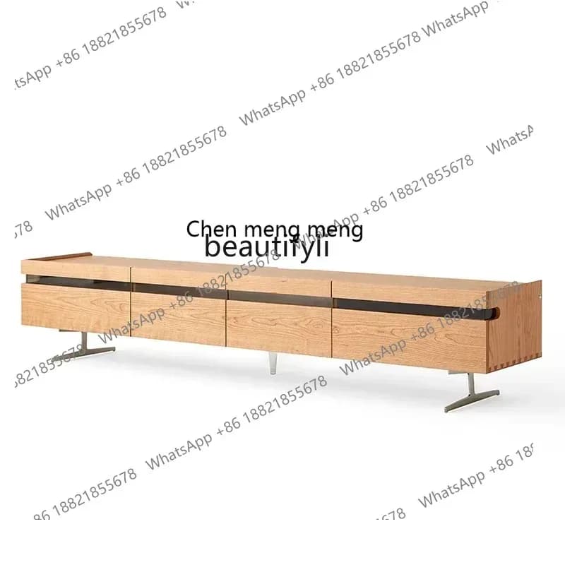 SS new style Moonlight TV cabinet, solid wood stainle steel legs suspended, cherry wood retro audio and video cabinetss 7486