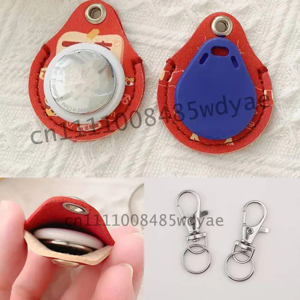 ID Card Case Keychain Access Card Bag Key Tag Ring Leather Card Holder Key Ring Access