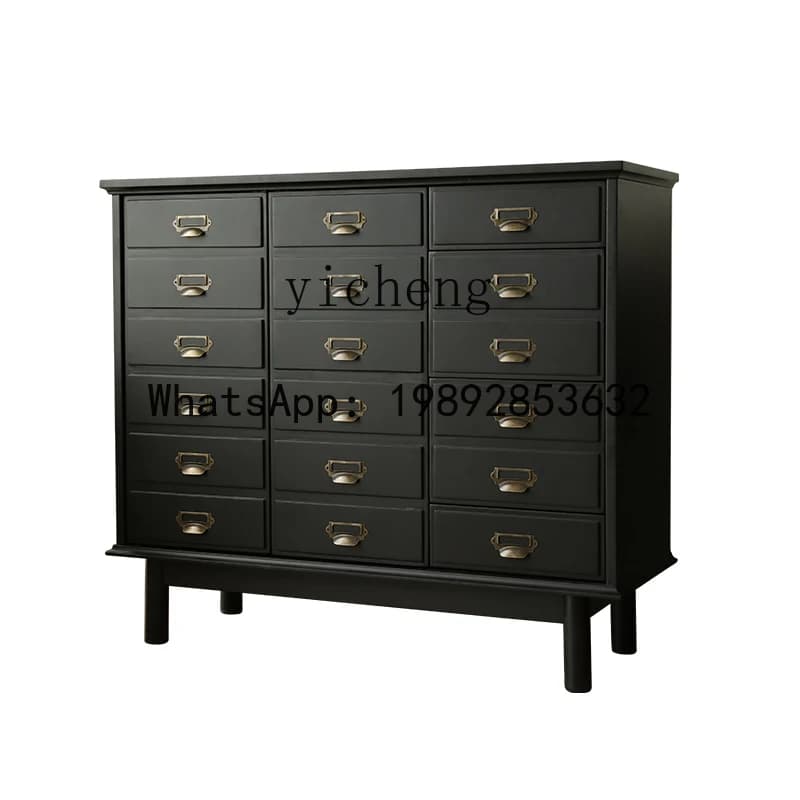 FF entrance cabinet shoe  bedroom retro matte black chest cabinet storage cabinet solid wood