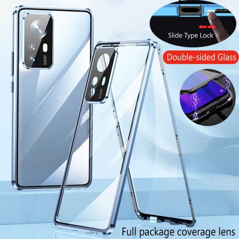 Metal Magnetic Double Sided Glass Snap Lock Case For OPPO Reno 11 10 Pro Plus 5G Full  Lens Protection Cover Cases