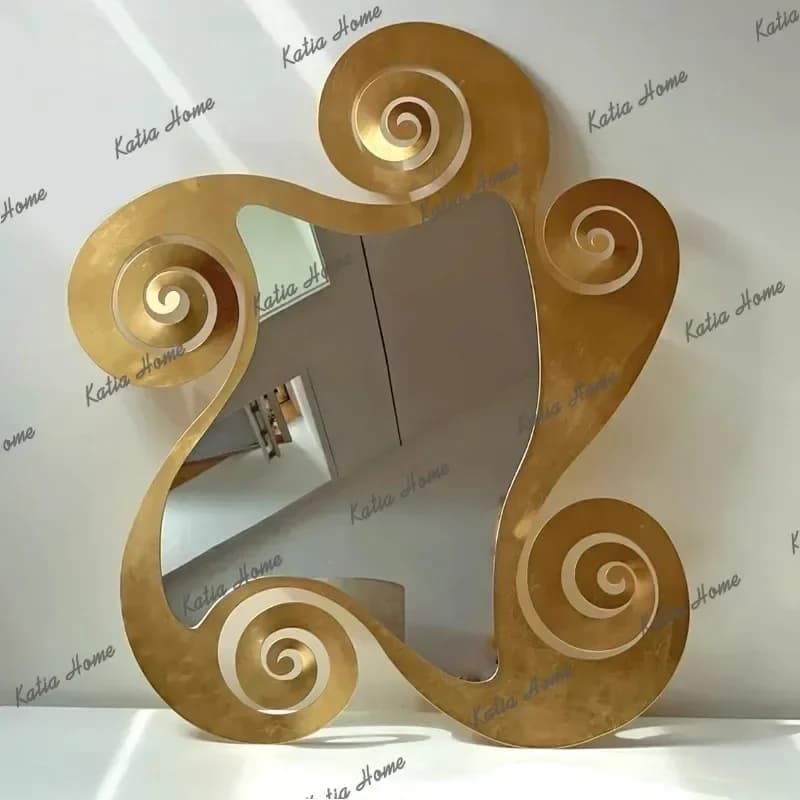 Light Luxury Hotel Corridor Artistic Decorative HD Mirror Sunflower Metal Irregular Frame Bathroom Wall-Mounted Dressing Mirror