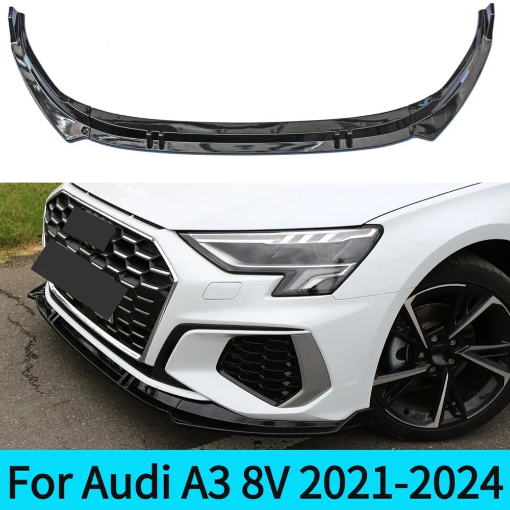For Front Bumper Lip Spoiler, Splitter Cover, Chin Deflector, Tuning Air Dam, Audi S3, A3, S-Line 8Y, 2021-2023