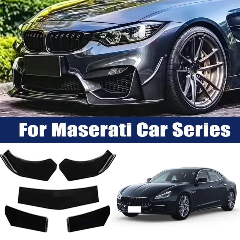 5Pcs Front Bumper Lip Body Kit, ABS Spoiler Splitter Canard For Maserati Ghibli Levante Quattroporte MC20 GranTurismo GranCabrio