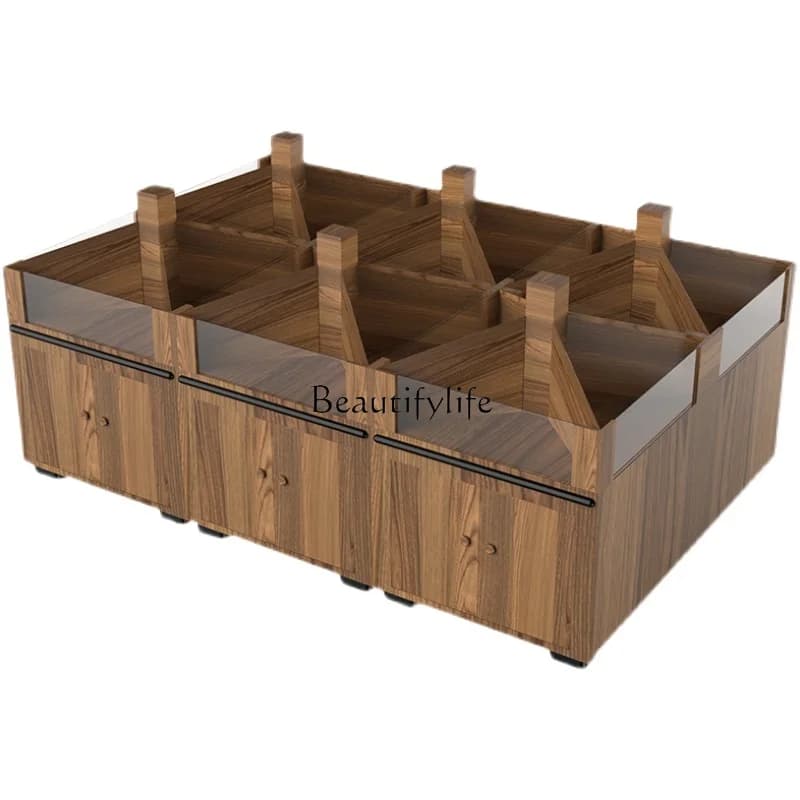 54 Supermarket grain cabinet Wooden rice bucket pile head melon seed dried fruit cabinet