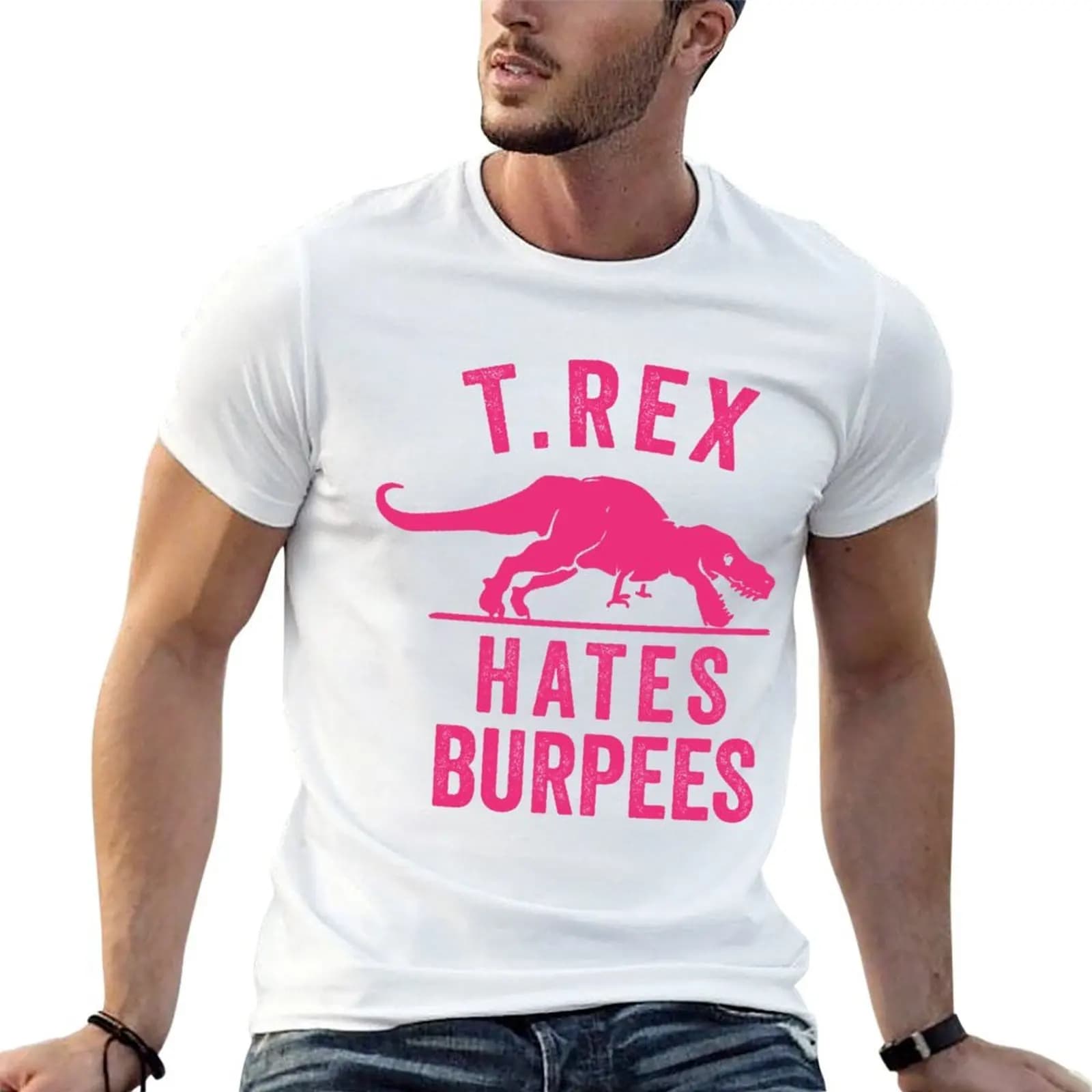 T Rex Hates Burpees T-Shirt heavyweights custom t shirt black t shirts for men