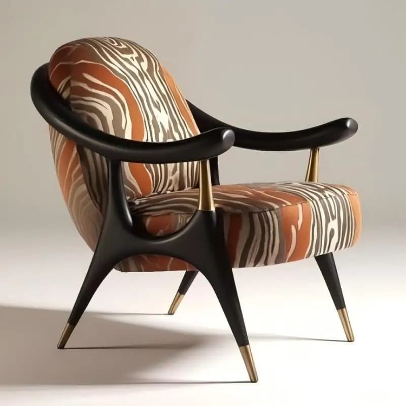 Modern designer's curved backrest velvet decorative chair, suitable for villa and luxury living room leisure furniture