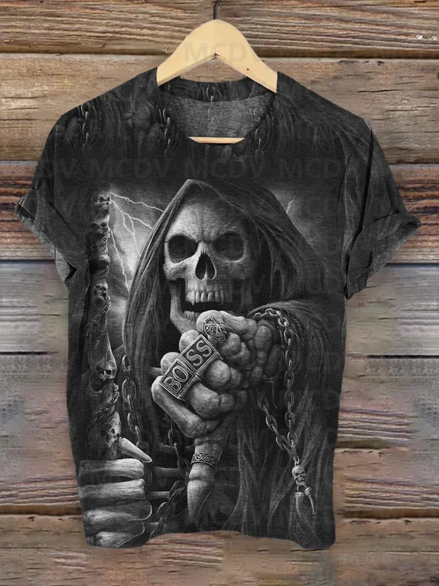 Punk Grim Reaper Gothic Art Pattern Print T-shirt 3D Printed men's T Shirt