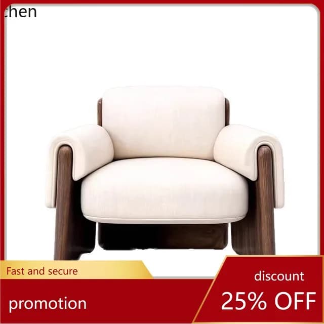 ZML Solid Wood Fabric Sofa Chair Hotel Homestay Cafe Reception Leisure Single Sofa Chair