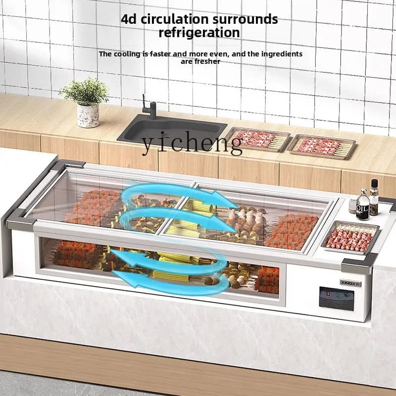 desktop commercial refrigerated display cabinet mobile horizontal cooked food dish refrigerated freezer