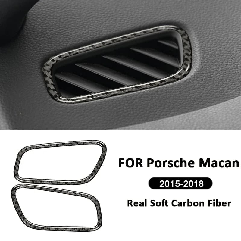 For Porsche Macan 2015-2018 Carbon Fiber Car Instrument Panel Left Right Air Outlet Vent Trim Frame Interior Decoration Sticker