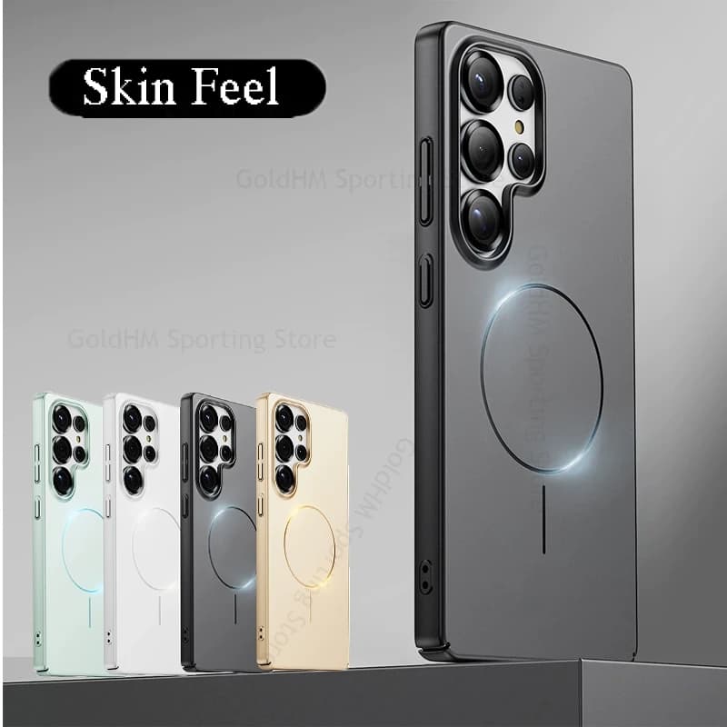 Wireless Charging Micro-matte Magnetic Phone Case For Samsung S25 Ultra Hard PC For Magsafe Tough Case For Galaxy S24 Ultra S25