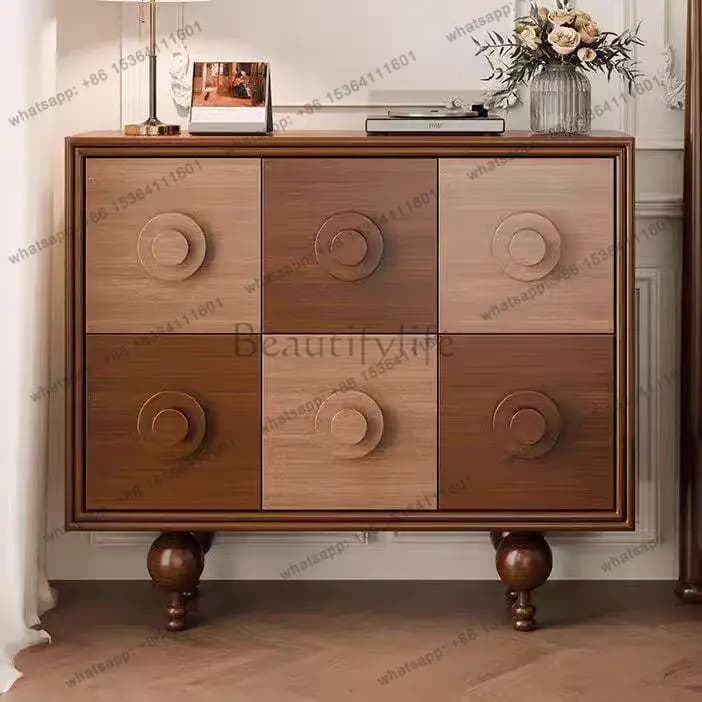 American solid wood modern simple color matching locker retro medieval storage cabinet