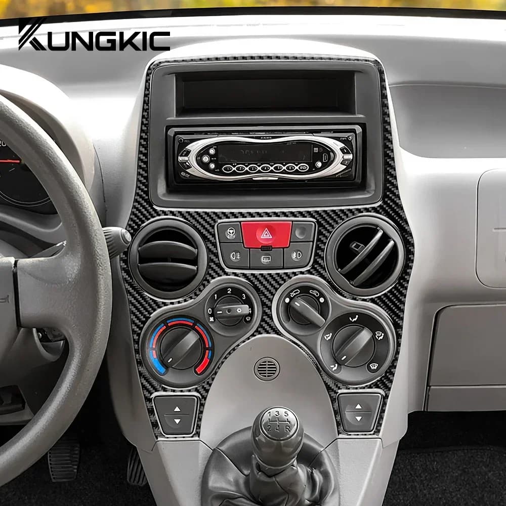 For Fiat Panda 2003-2006 2007 2008 2009 2010 2011 LHD RHD Car Central Control Gear Shift Panel Real Soft Carbon Fiber Sticker