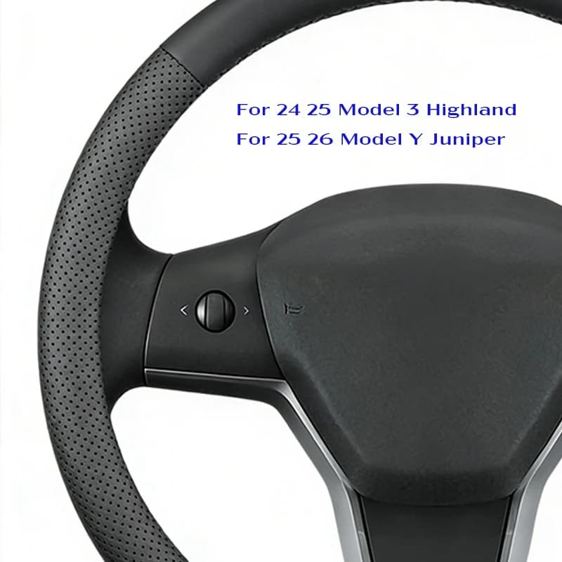 PU Leather Steering Wheel Cover for Tesla Model 3 Y Highland Anti Slip Steering Replacement Protect Cover Interior Accessories