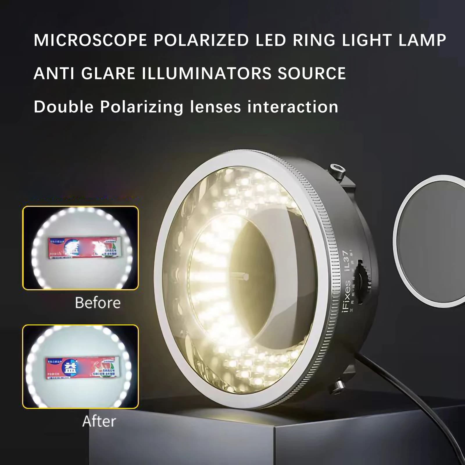 iFixes iL37 Microscope Polarized Ring Light Ultra-bright 96 LED Lamp Anti Glare Microscope Illuminator For Soldering Repair