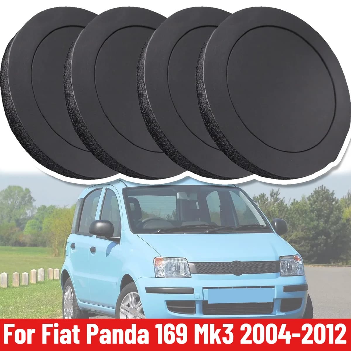 4PCS Speaker Ring Bass Door Trim Sound Audio Insulation 6.5" For Fiat Panda 169 Mk3 2004 2005 2006 2007 2008 2009 2010 2011 2012