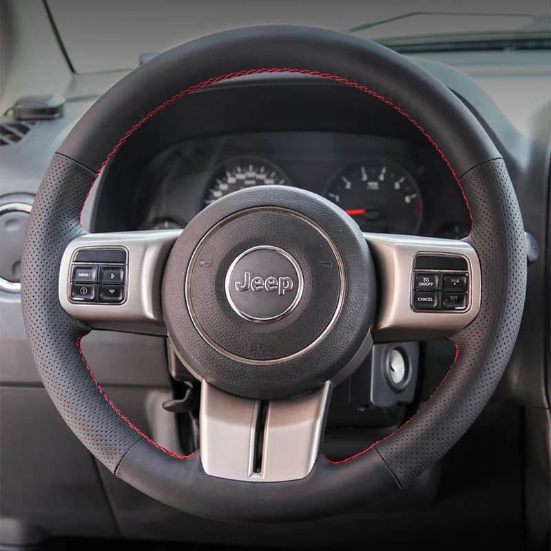 Hand-stitched genuine Leather car steering wheel cover Fit For Jeep Compass Grand Cherokee Wrangler Patriot 2012-2014 Auto Parts