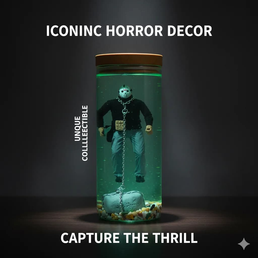 Resin Jason Figure Lamp Underwater LED Scene Night Light Desktop Horror Movie Decoration Gift for Home or Collectors