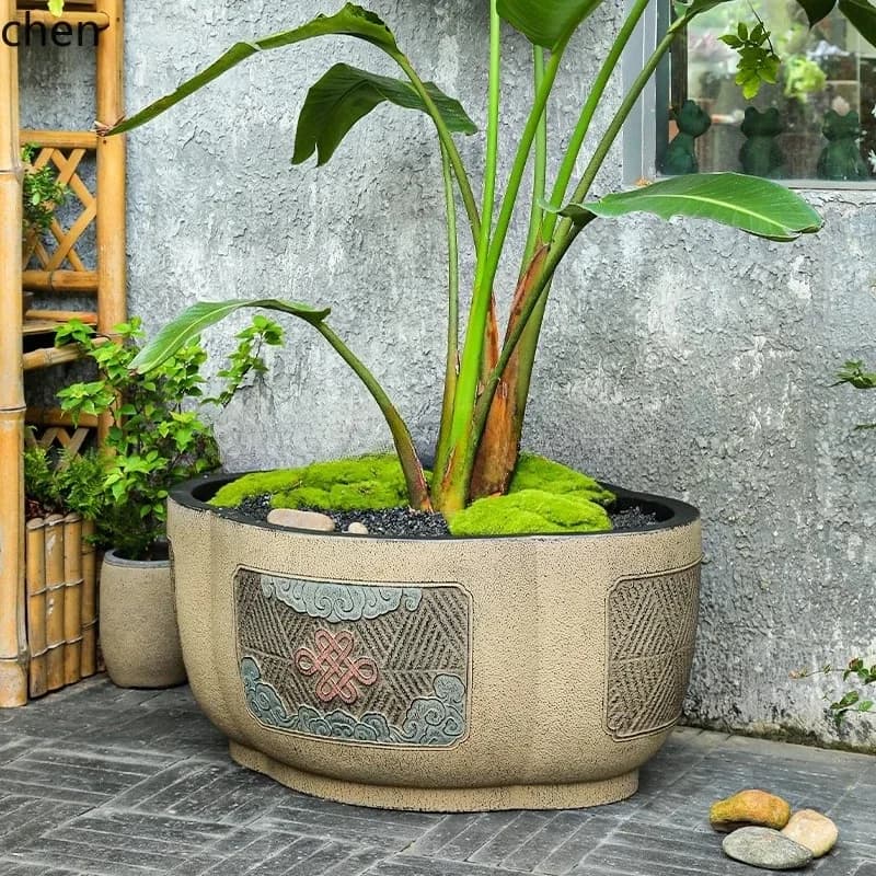 S-17   Outdoor Garden Planting Large Pot Garden Balcony Decorative Landscaping Water-raised Potted Plants