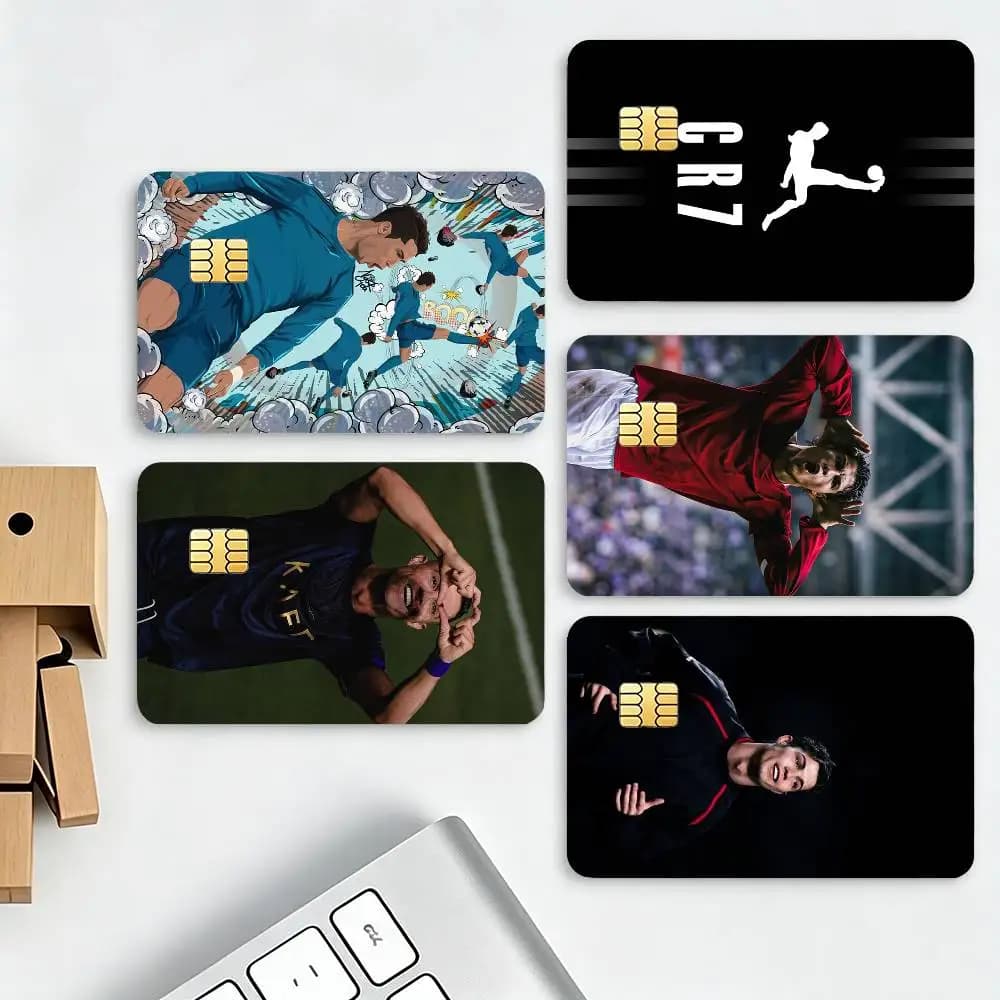 Football Star Cristiano Ronaldo HD Credit Card Stickers Game Card Decal Small Chip Waterproof Sticker Gift Decor