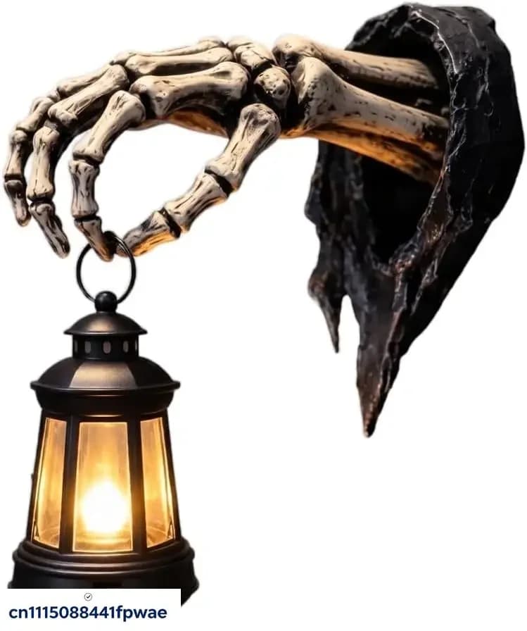 Halloween Skeleton Hand Wall Decor Light with Lantern