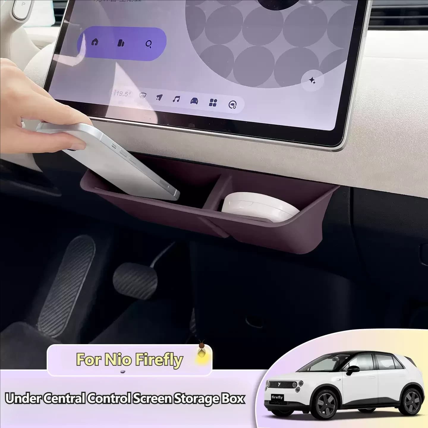 Under Center Console Screen Storage Box For Nio Firefly Accessories Center Console Hidden Fold Able Car Storage Organizer Tray