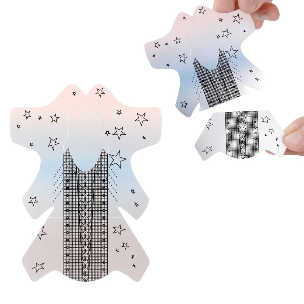 Custom Logo Private Label 300Pcs Roll Aluminum 2-in-1 Long Almond Nail Extension Forms
