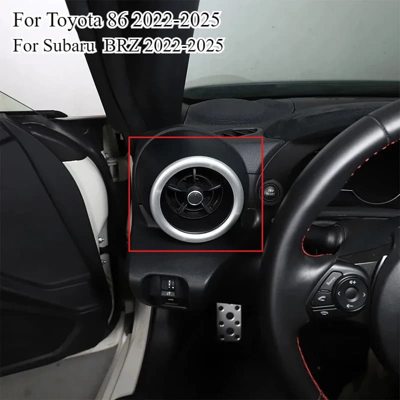 Aluminum Alloy Red Car Air Conditioning Side Air Vent Decoration Ring Cover Car Accessories For Toyota 86 Subaru BRZ 2022-2025
