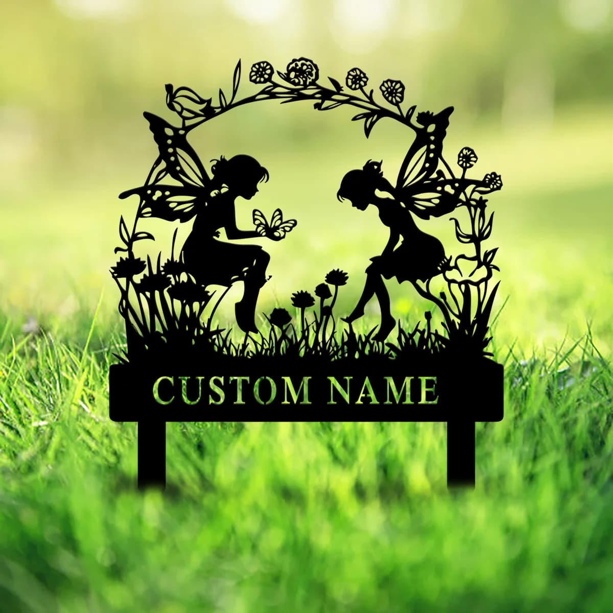 Custom Personalized Fairy Metal Garden Sign,Custom Garden Sign,Fairy Garden Stake,Outdoor Garden Yard Decor,Metal Fairy Garden