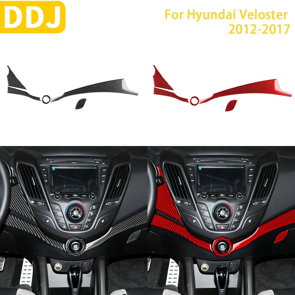 For Hyundai Veloster 2012-2017 Accessories Carbon Fiber Car Interior Instrument Start Button Glove Box Handle Panel Trim Sticker