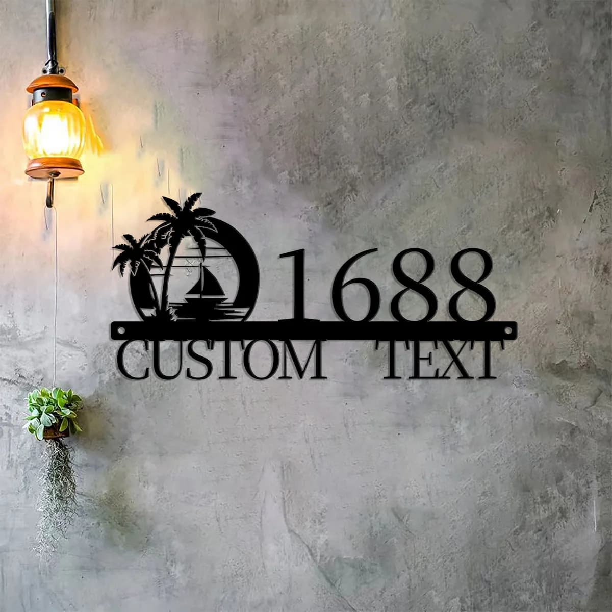 Custom Summer Beach Lake House Number Metal Wall Art Sign,Address Plaque With Street Name,Door Hanger,Beach House Entrance Sign