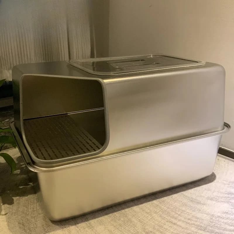 Stainless steel cat litter box corridor type fully enclosed anti-splash deodorant shortfooted cat corridor extra large oversized