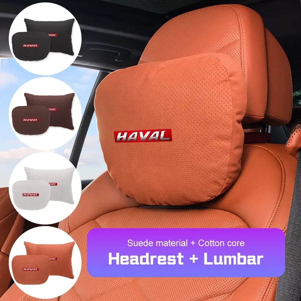 For Haval H6 Dargo M6 H9 H6S F7 F7X Jolion X DOG H2 Car Neck Pillow Headrest Lumbar Support Breathable Suede Pillow Accessorie