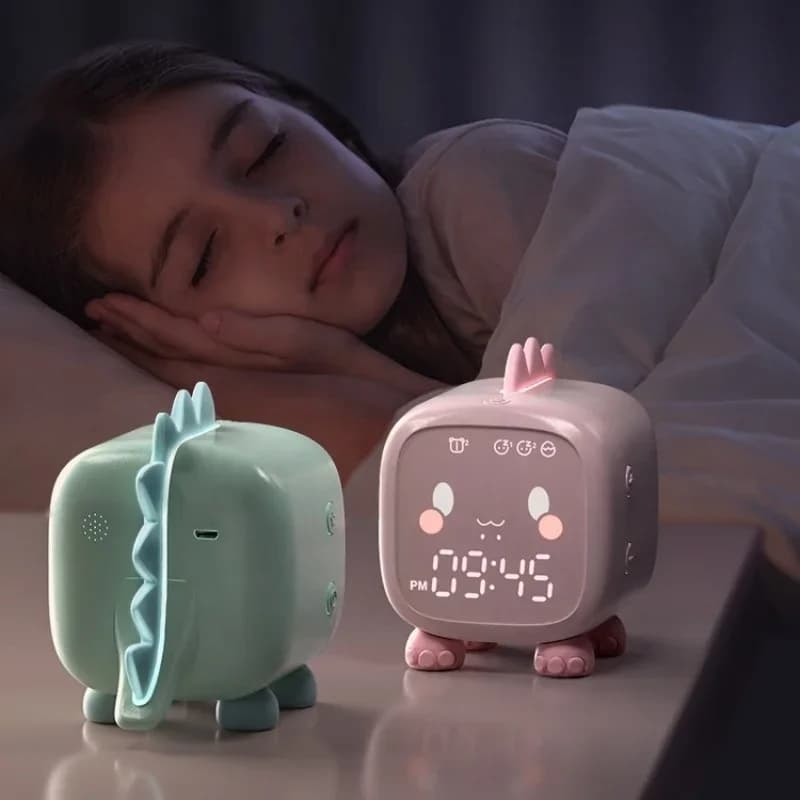 Dinosaur Alarm Clock For Kids Led Digital Clock With Night Light Sleep Trainer, Auto-dim Snooze  For Children Room Bedroom