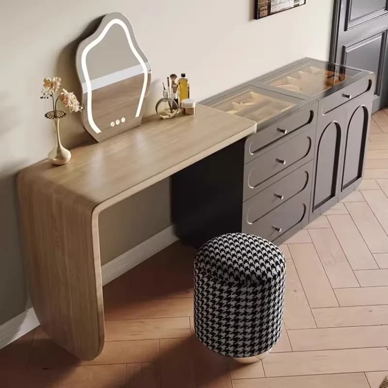 Wood Light Design Table Luxury Women Modern Comfortable Beauty Cosmetics Dressing Table Big Mesa De Maquillaje Bedroom Furniture