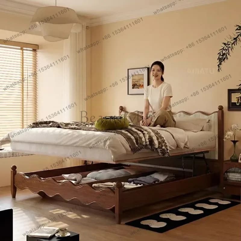 ld Wooden Bedroom Bed    Luxury Floor Girls Design Sleeping Villa Lounge Bed Mobile Letto Matrimoniale Home Furniture