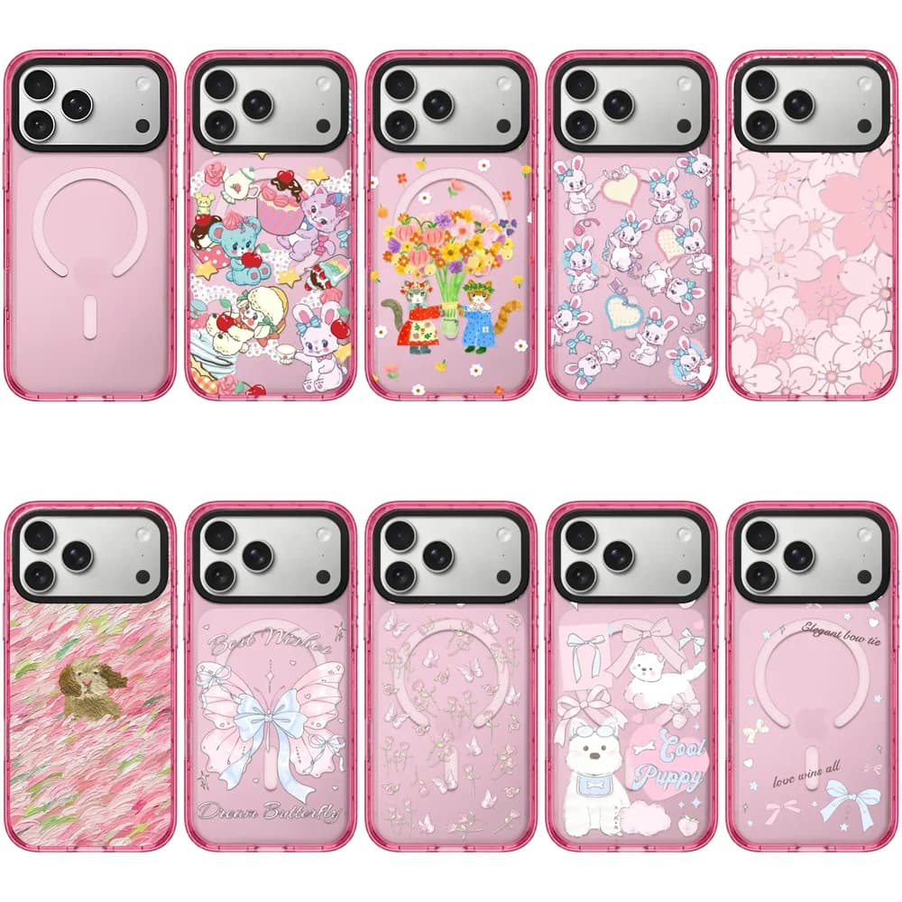 605227 Pink Magnetic Case: Compatible with IPhone 17 16 15 14 13 12 Pro Max 17 Air