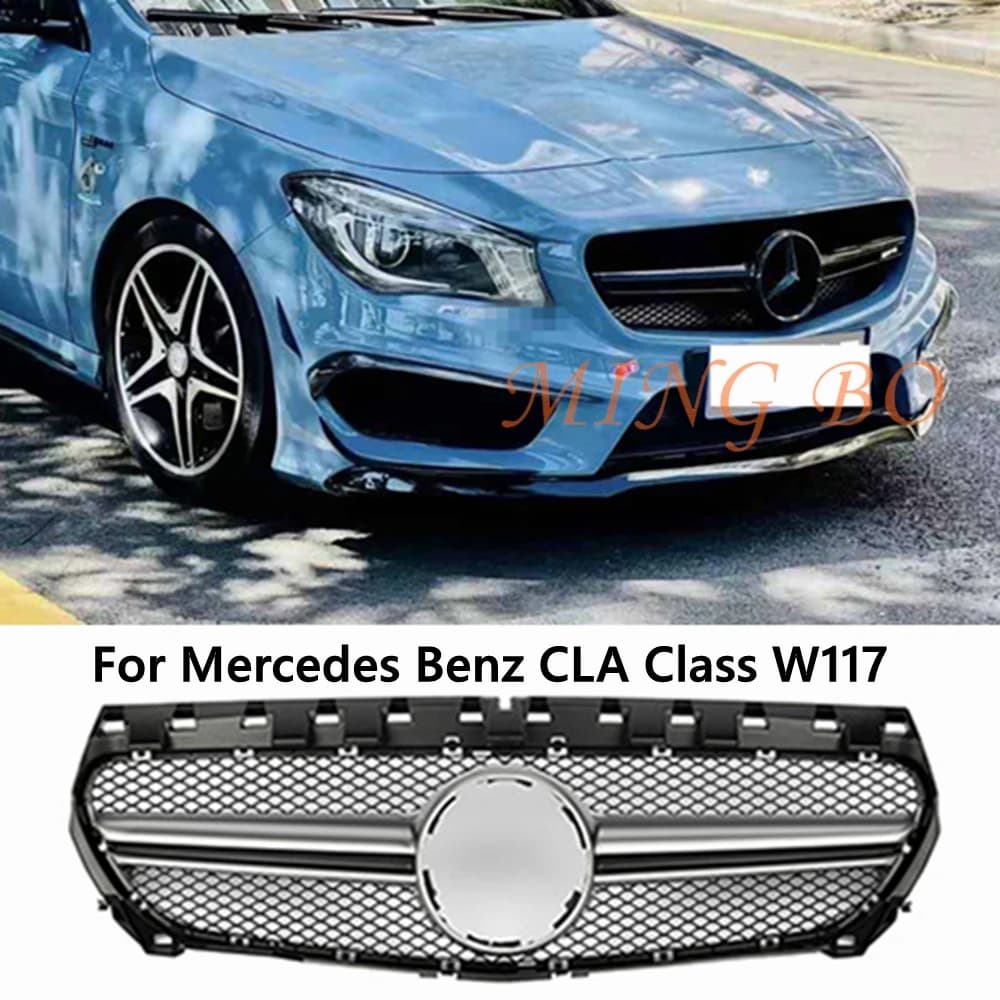 For CLA Class W117 2014-2019 Sport Racing Grill GT Style Diamond Facelift ABS Auto AccessoriesCLA250 260 300 Front Bumper Grille