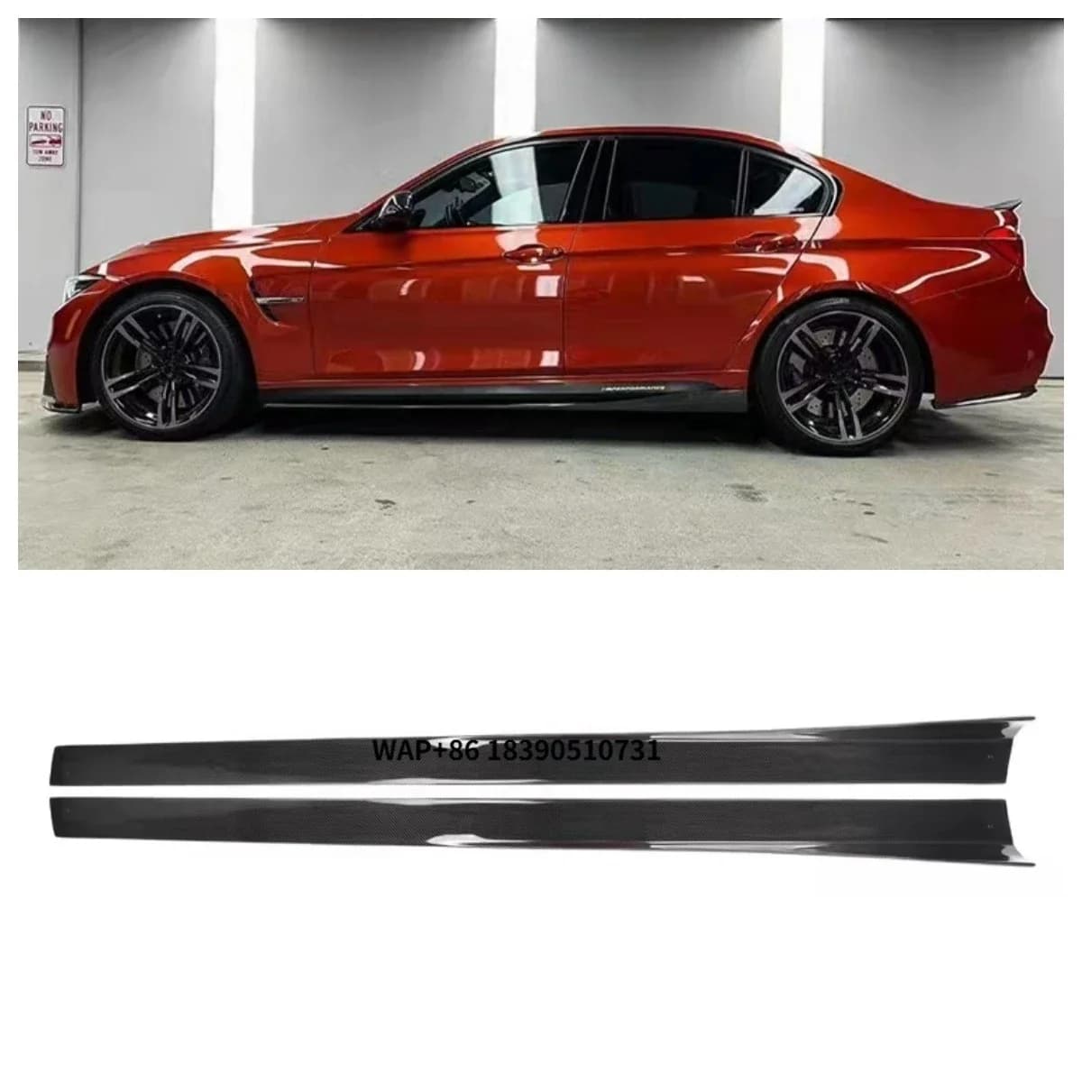 High Quality Carbon Fiber R Style Side Skirt for M3 F80 M4 F82 F83 2014-2018 Bumper Side Skirts