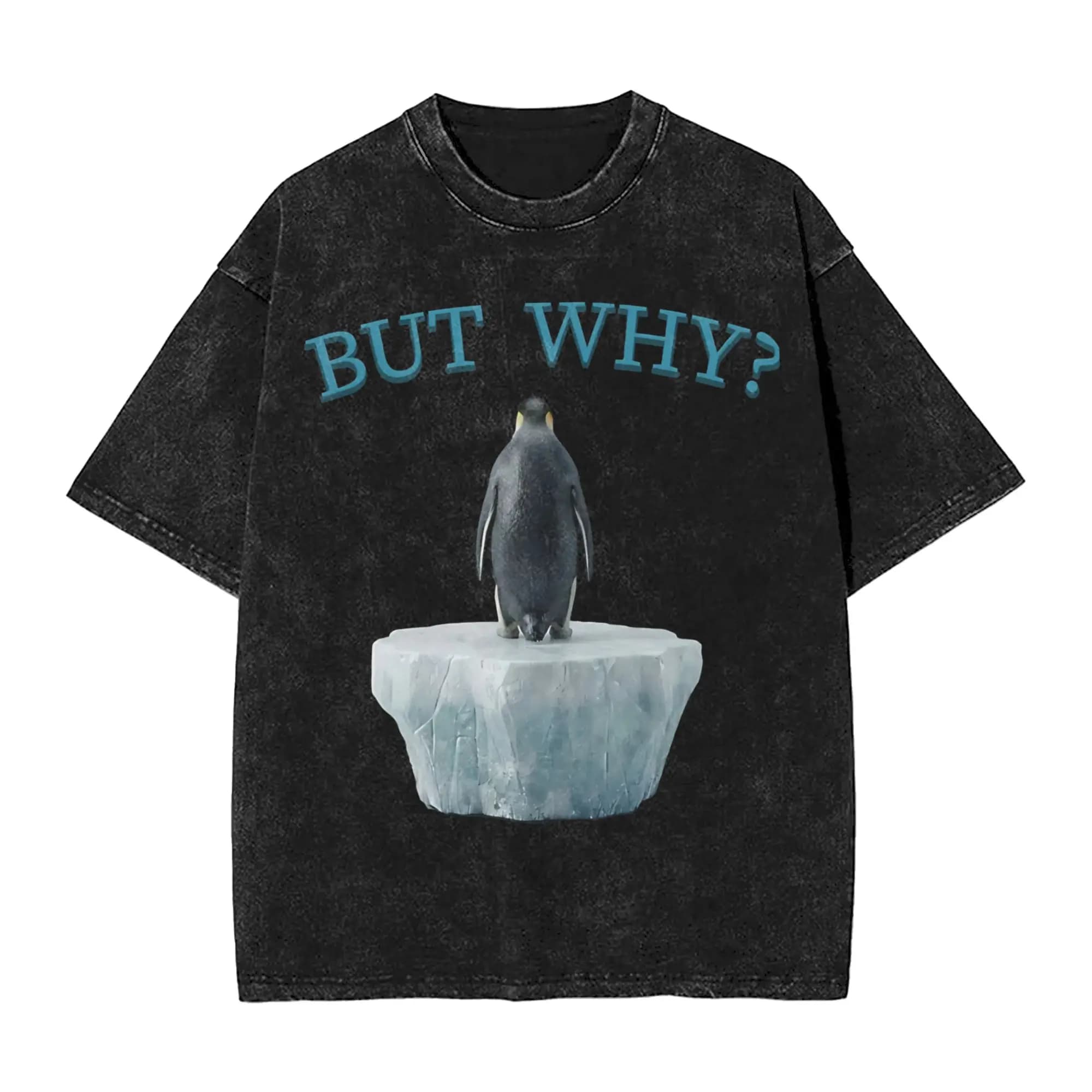 Fashion But Why Penguin Nihilist Penguin T-Shirts Men Crewneck Pure Cotton Washed T Shirt  Short Sleeve Tee Shirt Classic